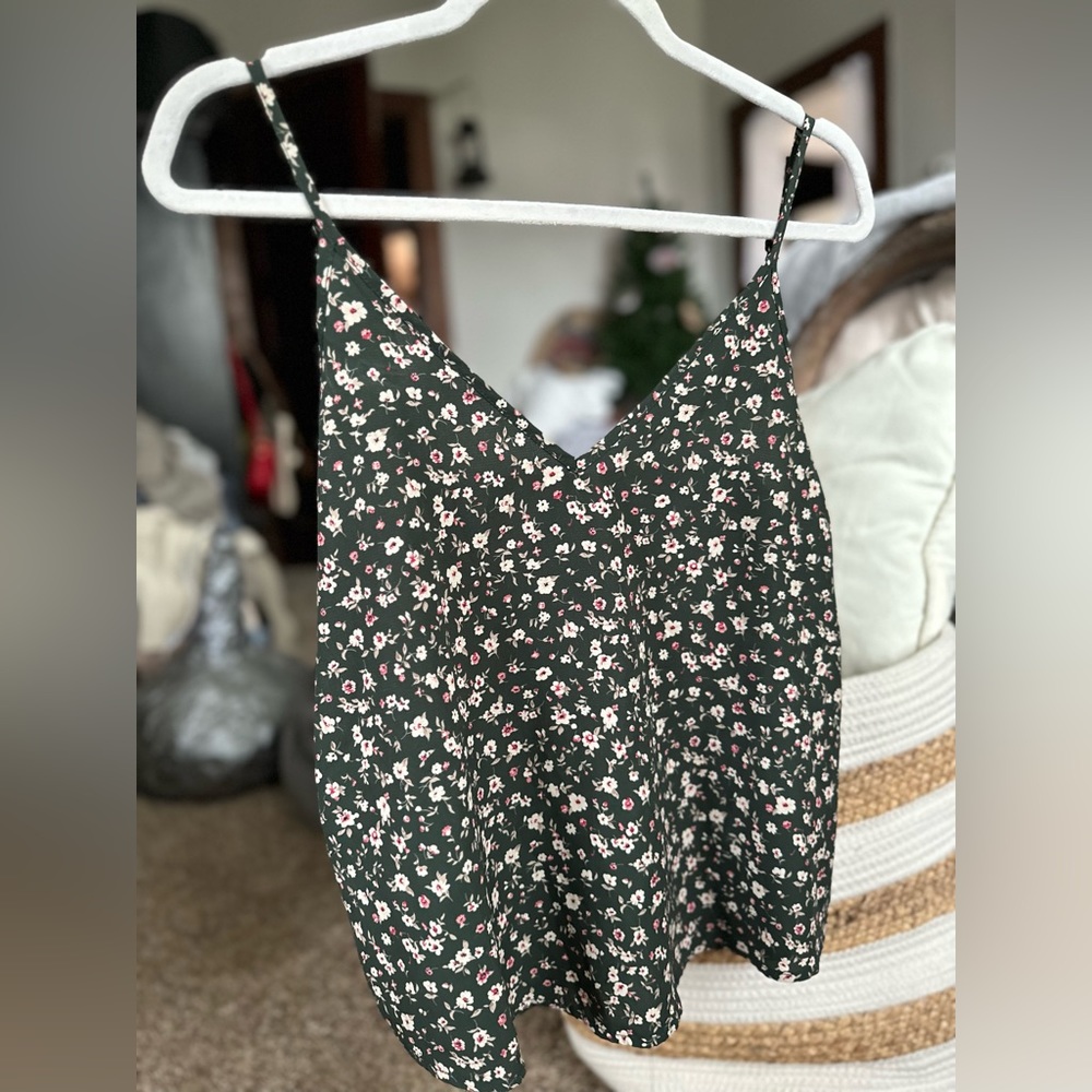 SHEIN- floral green V-neck spaghetti strap